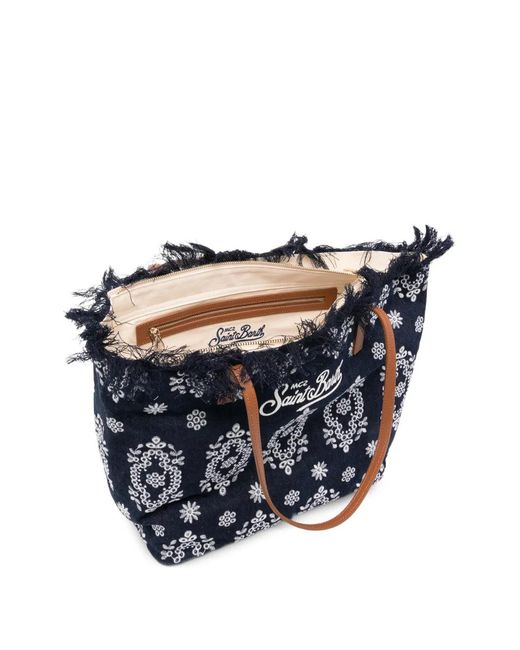 Mc2 Saint Barth Blue Embroidered-Logo Shoulder Bag