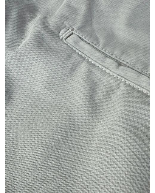 Boglioli White Herringbone-Pattern Cotton Trousers for men