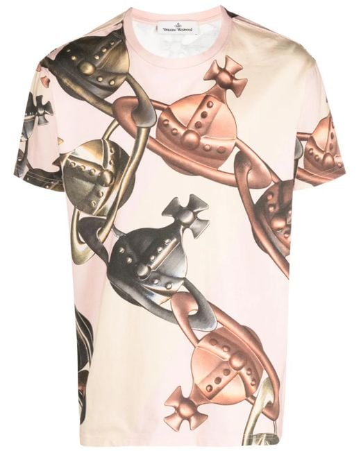 Vivienne Westwood Pink Logo Printed Tee for men