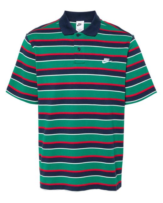 Striped cotton polo shirt di Nike in Green da Uomo