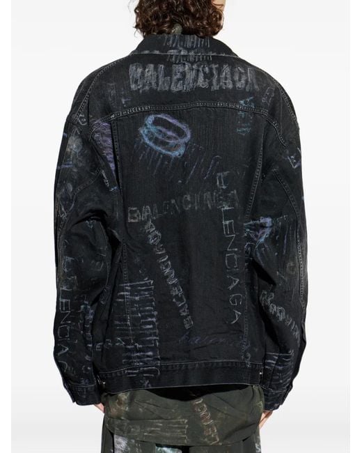 Chaqueta Estampada Con Botones Balenciaga de hombre de color Blue