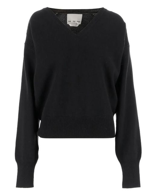 Jersey con cuello en V Sa Su Phi de color Black