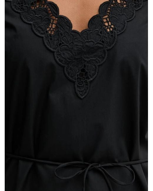 Twinset Black Lace-Trim Ruffled Mini Dress