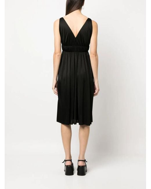 P.A.R.O.S.H. Black Smocked-Detail V-Neck Dress