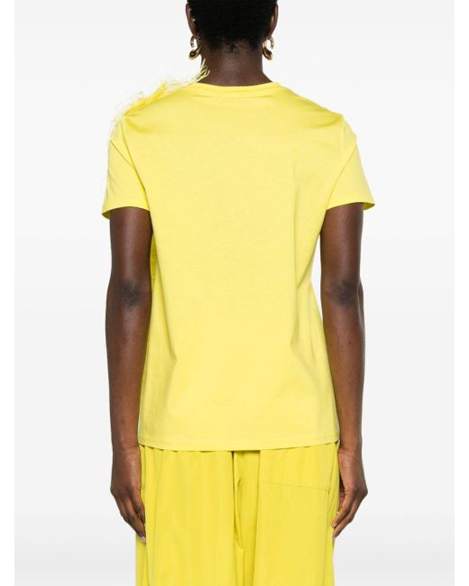T-shirt con dettaglio di piume di Max Mara in Yellow