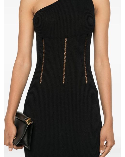 Twinset Black Ribbed-Knit Midi Dress