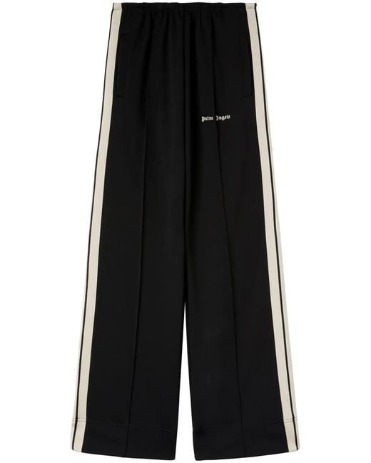 Palm Angels Black Wide-Leg Trousers With Contrasting Stripe Detail
