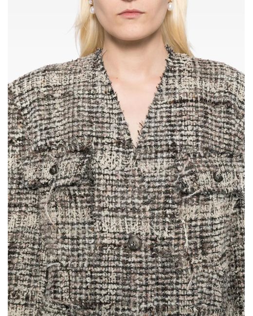 JNBY Gray V-Neck Tweed Jacket