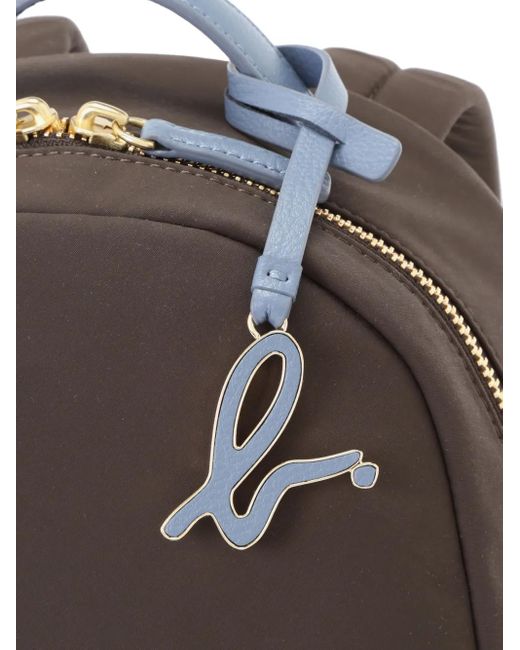 Agnes B. Brown Logo-Lettering Removable-Pouch Backpack
