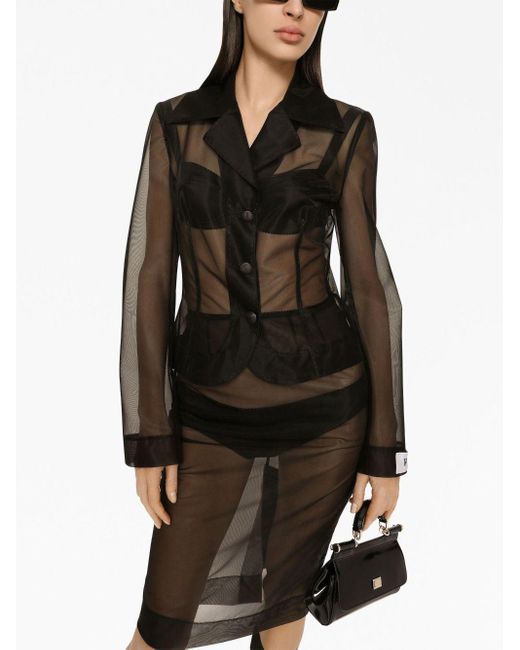 Dolce & Gabbana Black X Kim Sheer Single-breasted Blazer