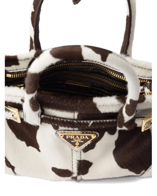 Prada White Mini Leather Printed Bonnie Shoulder Bag