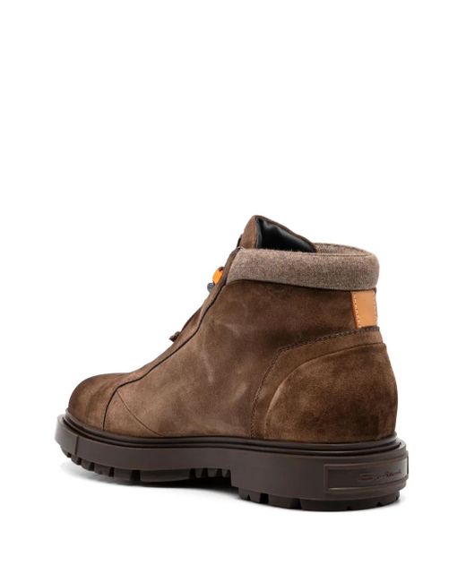 Santoni Brown Suede Boots for men