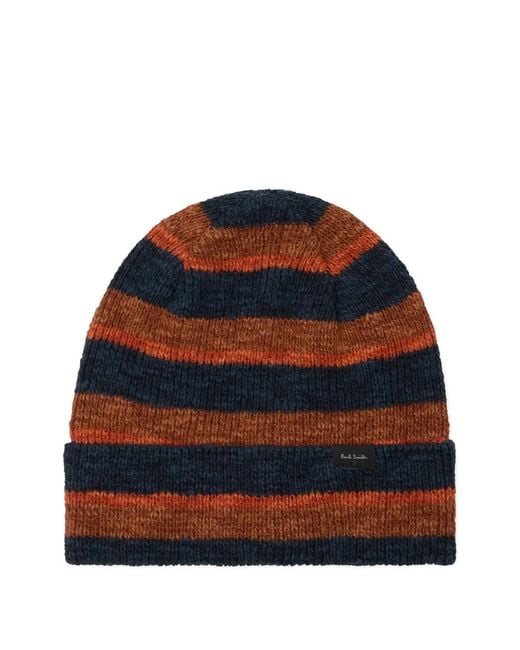 Paul Smith Blue Striped Beanie Hat for men