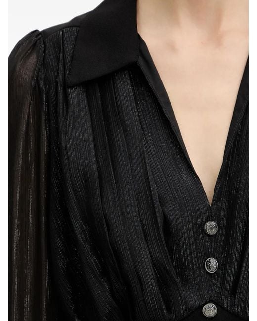 Morgan Black Pleated Buttoned Blouse
