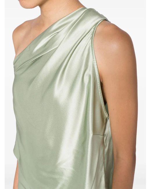Michelle Mason Green Asymmetric Halterneck Silk Top