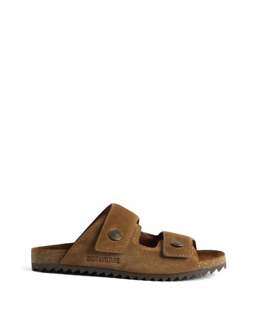 Zadig & Voltaire Brown Santa Fe Logo-Detail Sandals