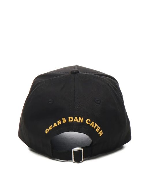 DSquared² Black Logo-Patch Adjustable Baseball Cap for men