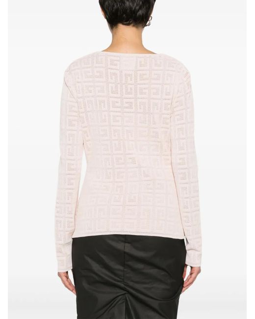 Givenchy Pink 4G-Jacquard V-Neck Top