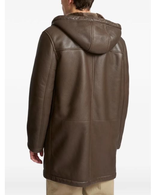 Yves Salomon Brown Veste En Peau Lainée À Capuche for men