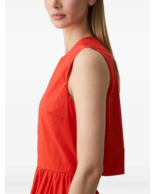 Benetton Gathered-Waist Cut-Out Sleeveless Midi Dress