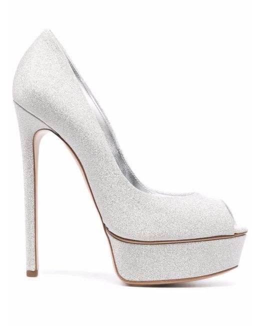Casadei White Blade Siletto Pumps