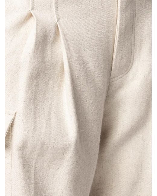 Goen.J Natural Belted Paperbag-Waist Bermuda Shorts