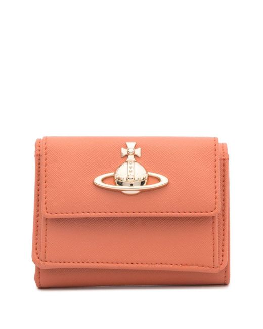 Vivienne Westwood Orange Portemonnaie mit Orb-Schild