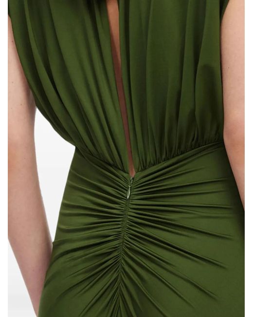 Self-Portrait Green Jersey Gathered Maxi Dress