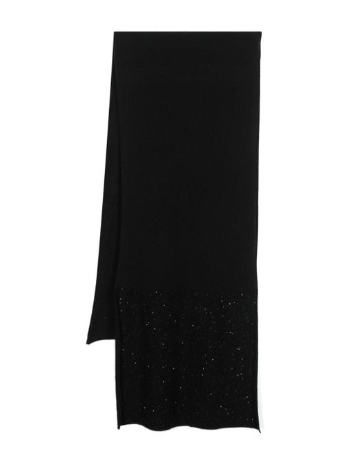 Fabiana Filippi Black Sequin-embellished Knitted Scarf