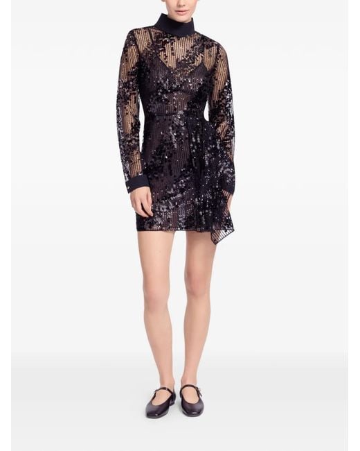 Elie Saab Black Long-Sleeve Mini Dress