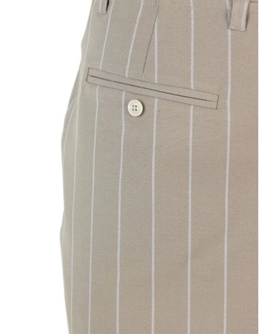 Samsøe & Samsøe Gray Pinstripe Button-Detail Mini Straight Skirt