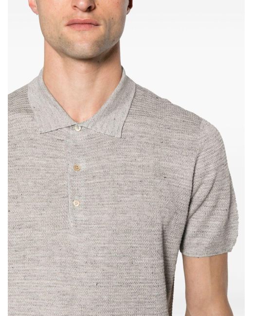 Corneliani White Speckle-knit Polo Shirt for men