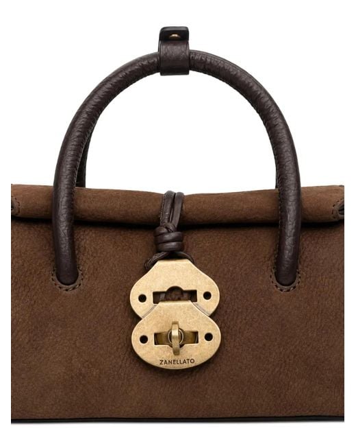Zanellato Brown Baby Dotta Jones Studded Handbag