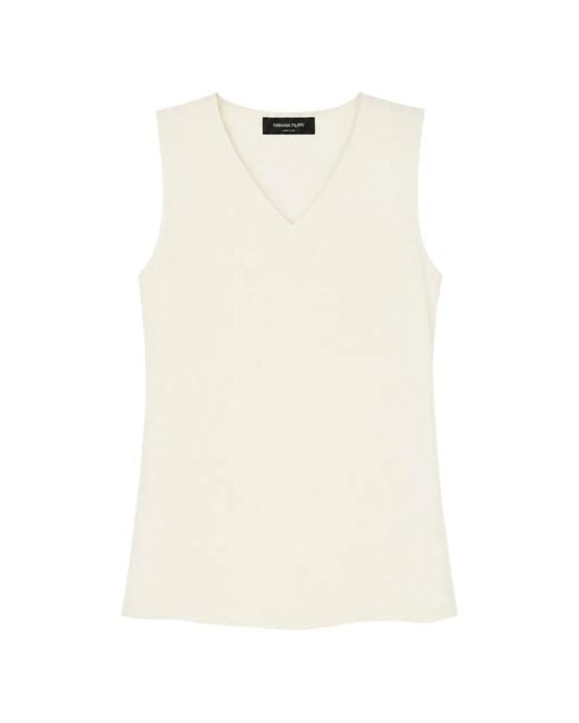 Fabiana Filippi White V-Neck Sleeveless Blouse