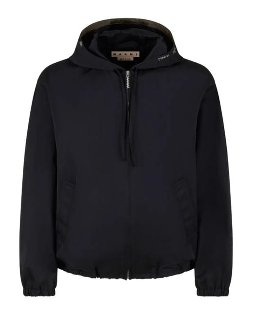 Giacca Con Cappuccio E Zip di Marni in Black da Uomo