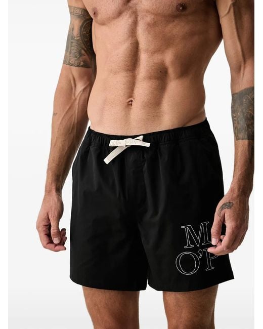 Marc O' Polo Black Logo-Print Swim Shorts for men