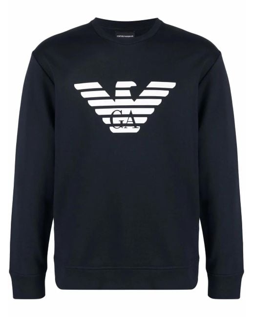 Emporio Armani Blue Logo Cotton Sweatshirt for men