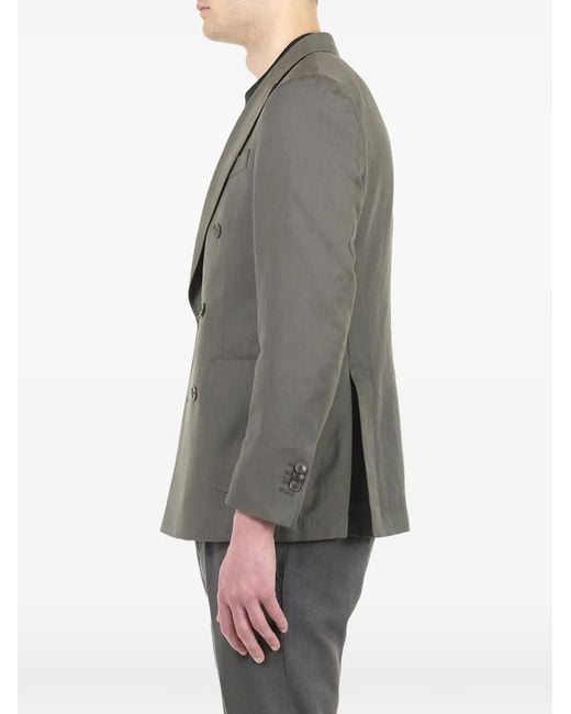 Al Duca D'aosta Gray Double-Breasted Cotton Blazer for men