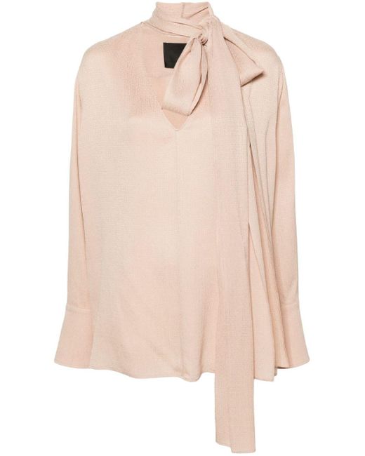Blouse en soie à détail de foulard Givenchy en coloris Pink