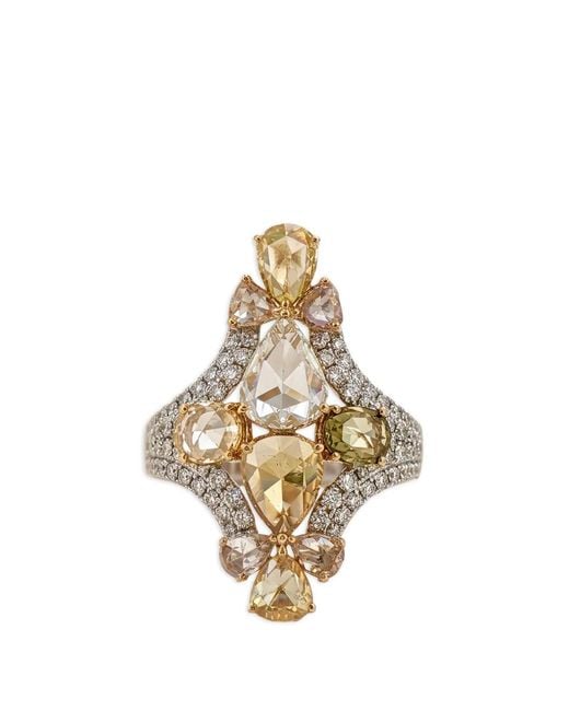 HYT Jewelry Metallic Floral Diamond Ring