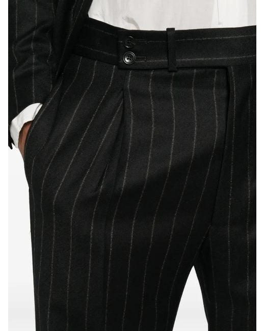 Tagliatore Black Pinstripe-Pattern Single-Breasted Suit for men