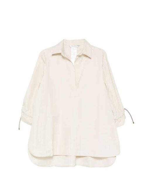 Max Mara White Adorni Drawstring-Cuff Blouse