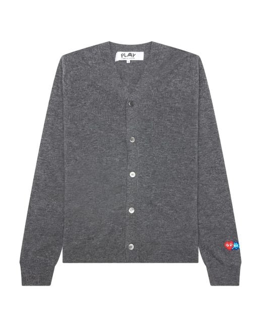 COMME DES GARÇONS PLAY Gray X The Artist Invader Heart-Patch Cardigan for men
