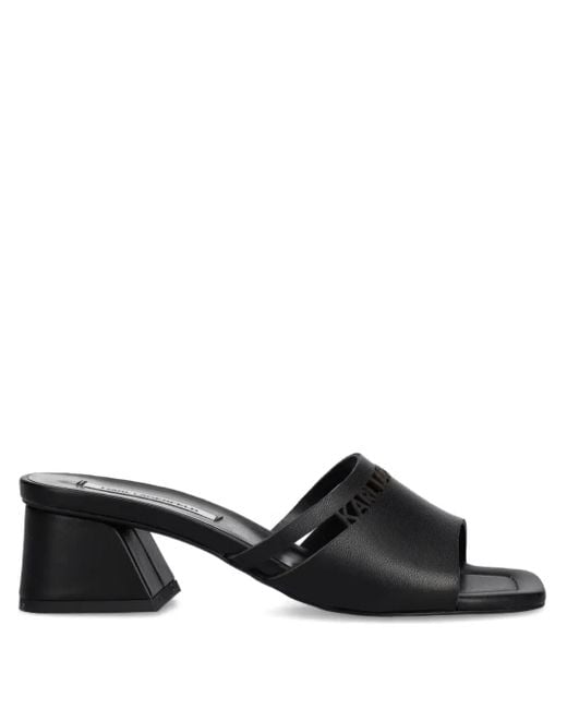 Karl Lagerfeld Black Block-Heeled Open-Toe Sandals