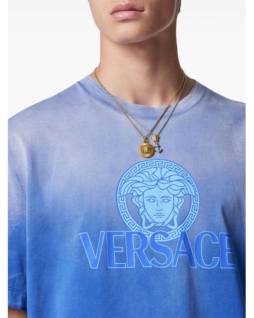 Camiseta con logo Medusa Versace de hombre de color Blue