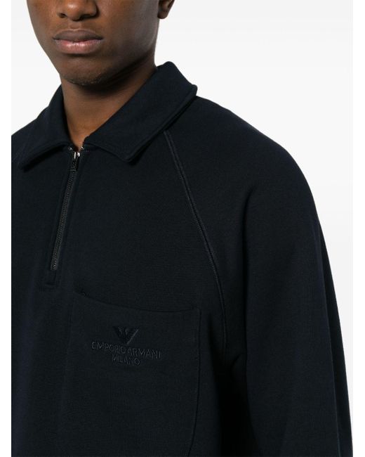 Emporio Armani Katoenen Poloshirt Met Geborduurd Logo in het Black voor heren