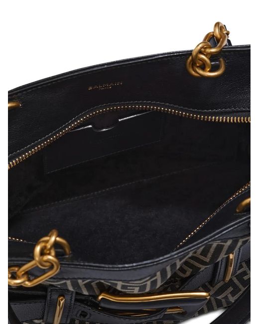 Balmain Black Anthem Monogram Jacquard Tote Bag