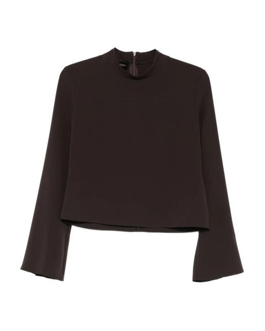 Pinko Black Bucatini Flared-Sleeve Blouse