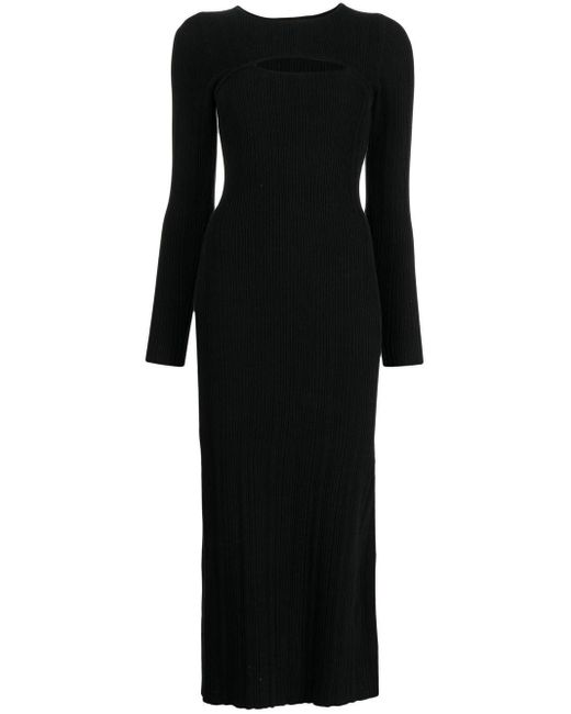 Anna Quan Cotton Ribbed-knit Midi Dress in Black | Lyst