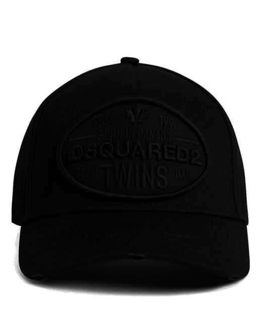 DSquared² Black Logo-patch Cotton Baseball Cap for men